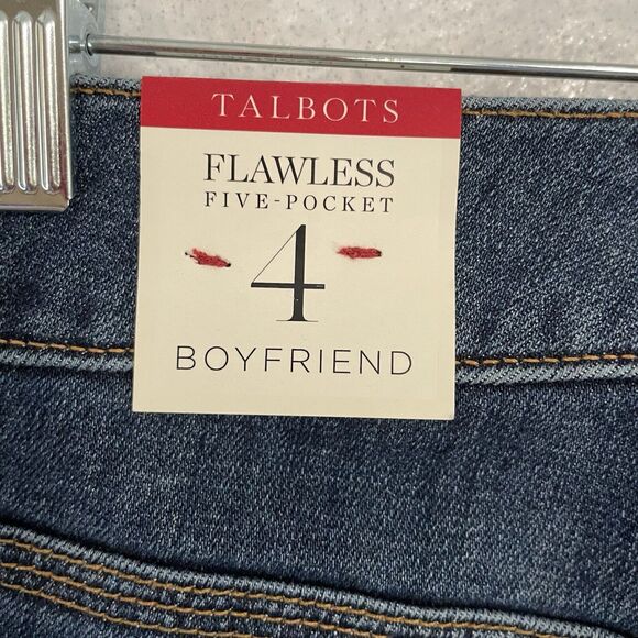 Talbots Jeans Size 4 Blue BOYFRIEND Plaid Patch FLAWLESS FIVE-POCKET NEW - Picture 8 of 12